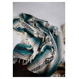 Large Mexican Serape Blanket with Fringed Edges