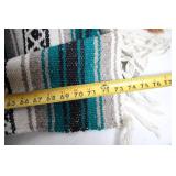Large Mexican Serape Blanket with Fringed Edges
