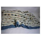 Handmade Striped Crochet Blanket with Fringe