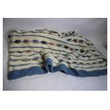 Handmade Striped Crochet Blanket with Fringe