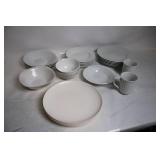 Set of 22 White Ceramic Dinnerware Pieces