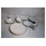Set of 22 White Ceramic Dinnerware Pieces