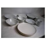 Set of 22 White Ceramic Dinnerware Pieces