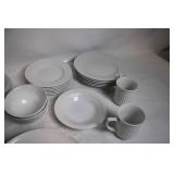 Set of 22 White Ceramic Dinnerware Pieces