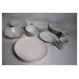 Set of 22 White Ceramic Dinnerware Pieces