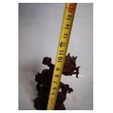 Chinese Red Resin Statue of Laughing Buddha and Dragon