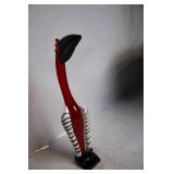 Handcrafted Red and Black Glass Figurine of Bird