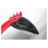Handcrafted Red and Black Glass Figurine of Bird