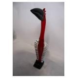 Handcrafted Red and Black Glass Figurine of Bird