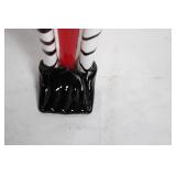 Handcrafted Red and Black Glass Figurine of Bird