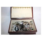 Jewelry Box with Assorted Costume Jewelry and Accessories
