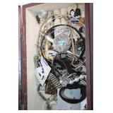 Jewelry Box with Assorted Costume Jewelry and Accessories