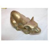Vintage Solid Brass Cat Figurine Paperweight