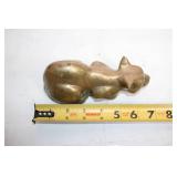 Vintage Solid Brass Cat Figurine Paperweight