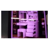 5-drawer white wood led push pull m...