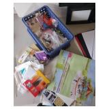 Scrapbook Lot with Various colors of paper, Stickers, Stencils and more with Picture Frame Scissors Vintage Wood Box WOW