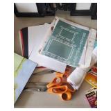 Scrapbook Lot with Various colors of paper, Stickers, Stencils and more with Picture Frame Scissors Vintage Wood Box WOW