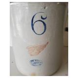 Gorgeous Red Wing Union Stoneware Co. Crock #6 w/ Lid  Beautiful With Wood Handles