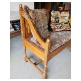 Beautiful Wood Bench and Vintage Footstool with Pillows Very Sturdy