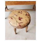 Beautiful Wood Bench and Vintage Footstool with Pillows Very Sturdy