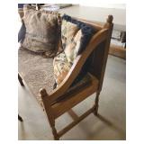 Beautiful Wood Bench and Vintage Footstool with Pillows Very Sturdy