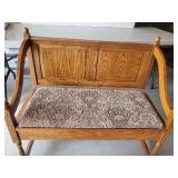Beautiful Wood Bench and Vintage Footstool with Pillows Very Sturdy