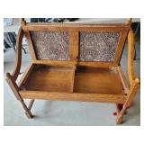 Beautiful Wood Bench and Vintage Footstool with Pillows Very Sturdy