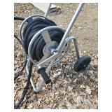 Roll up Garden Hose Reel Cart with Wheels and Black Hose