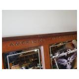 Etched Mirror Harley Davidson Entryway Coat Hanger with Shelf