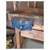Large Heavy Sturdy Wooden Work Bench with 2 Drawers and Attached Vise On Wheels