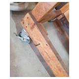 Large Heavy Sturdy Wooden Work Bench with 2 Drawers and Attached Vise On Wheels