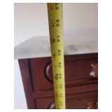 Small Vintage Side Table with ornate Floral Carved Drawer Pulls and Marble Top