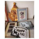 Lot of household Décor With Wooden 3D Clown Hanging, Wildlife Thermometer and More