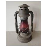 Awesome Dietz Lantern with Red Glass Globe in Good Vintage Condition