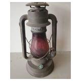 Awesome Dietz Lantern with Red Glass Globe in Good Vintage Condition