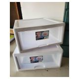 Drawer Lot One Wooden Vintage Dresser with Great Blue Color The others are a sturdy Plastic