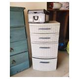 Drawer Lot One Wooden Vintage Dresser with Great Blue Color The others are a sturdy Plastic