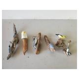 Carved Painted Variety of Birds on Branches Signed W.B. Beautiful Detail