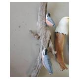 Carved Painted Variety of Birds on Branches Signed W.B. Beautiful Detail