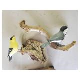 Carved Painted Variety of Birds on Branches Signed W.B. Beautiful Detail