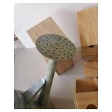 Wooden Birdhouses for Crafts, Metal Watering Can, and Metal Washtub