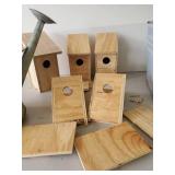 Wooden Birdhouses for Crafts, Metal Watering Can, and Metal Washtub