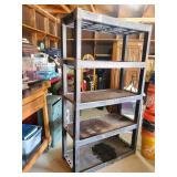 Tall Solid Hard Plastic Shop Shelf w/ 5 gallon pails May need a good cleaning but it is in solid Condition