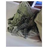 Vintage Military Sleeping Bag and Canvas Tarps/Tents with rope and Stakes Marked