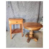 Side Tables one Round one Square with Drawer solid Condition