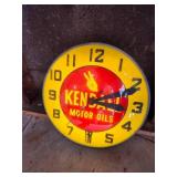 RARE Vintage Working Kendall Motor Oils Lighted Clock Swihart Products