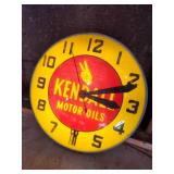 RARE Vintage Working Kendall Motor Oils Lighted Clock Swihart Products