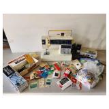Model 6267 Singer Sewing machine, Works, and a lot of misc. sewing Accessories Needles, Snaps, Hooks and so much more