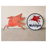 WOW RARE True Vintage Pegasus Solid Metal Sign and Mobilgas Sign