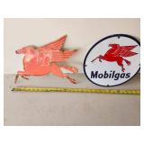 WOW RARE True Vintage Pegasus Solid Metal Sign and Mobilgas Sign